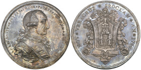 Mexico, Carlos IV, Proclamation in Veracruz, 1789, silver medal, another similar, by Gil but unsigned, King’s bust right wearing two sashes, rev., arm...
