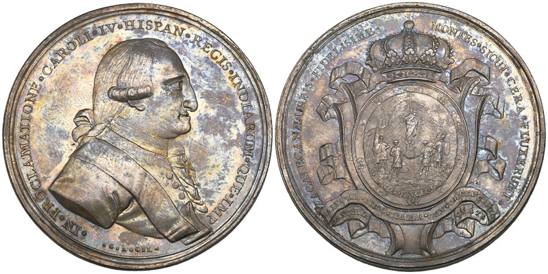 Mexico, Carlos IV, Proclamation in Zacatecas, silver medal, undated (c. 1789-90)...