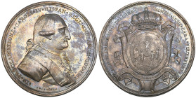 Mexico, Carlos IV, Proclamation in Zacatecas, silver medal, undated (c. 1789-90), by G.A. Gil, King’s bust right wearing sash, rev., elaborate crowned...