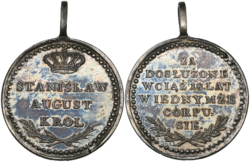Poland, Stanislaus Augustus Poniatowski (1764-95), Reward Medal for 18 Years Mil...