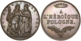 Poland, Revolution, 1830-31, bronze medal by Barre for the Paris mint, standing figures of Polonia and Marianne, rev., inscription, 51.5mm (H.Cz. 3831...