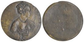Italy, Violanta Brasavola (wife of the Ferrarese physician, poet and historian Giambattista Pigna), uniface bronze medal by Bombarda, bust right place...