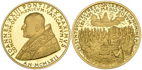 Italy, Vatican, John XXIII, 2nd Ecumenical Council, 1962, gold medal by P. Giampaoli, 10.49g, 900 fine, light marks in fields, virtually as struck

...