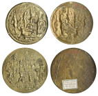 Germany, Workshop of Hans Jamnitzer (1539-1603), Judgement of Solomon, bronze-gilt roundel, 160mm (Weber 282), and Pan and Syrinx, bronze-gilt roundel...