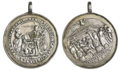 Bohemia, Baptismal Medal, in silver, very roughly cast, dated 1575(?), with barrel-loop for suspension, edge engraved R . RVETTINGERIN . V . MIGH . IR...