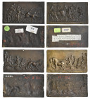 Netherlands, four bronze plaquettes of the Allegories of Triumphs, comprising The Triumph of Poverty, 66 x 126.5mm (Weber 678.5), The Triumph of Humil...