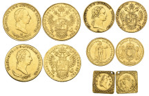 Austrian Empire, Francis I, sovranos d’or (2), 1831 A, Vienna, 1831 M, Milan and half-sovrano, 1835 M, Milan, with traces of mounting, fine to very fi...