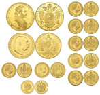 g Austria, restrike gold coins (10), comprising 8 florins/20 francs (5), all 1892, 10 corona, 1912, 20 corona (2), both 1915, 100 corona, 1915 and 4 d...