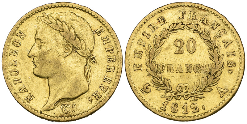 g France, Napoleon, 20 francs, 1812 A, about very fine

Estimate: 250 - 300