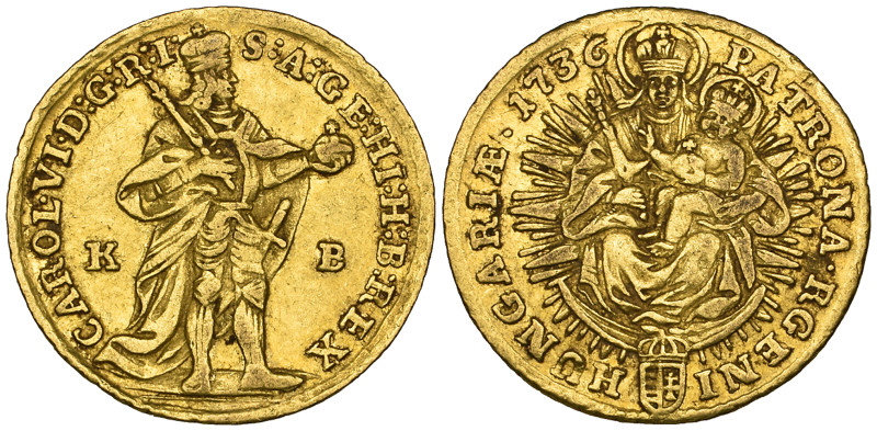 Hungary, Karl VI (1711-40), ducat, 1736, 3.46g (F. 69), very slightly bent, very...