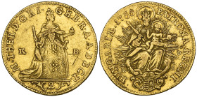 Hungary, Maria Theresa, 2 ducats, 1765, similar, Maria Theresa standing right holding orb and sceptre, rev., Madonna and Child, 6.94g (F. 179), ‘X’ sc...