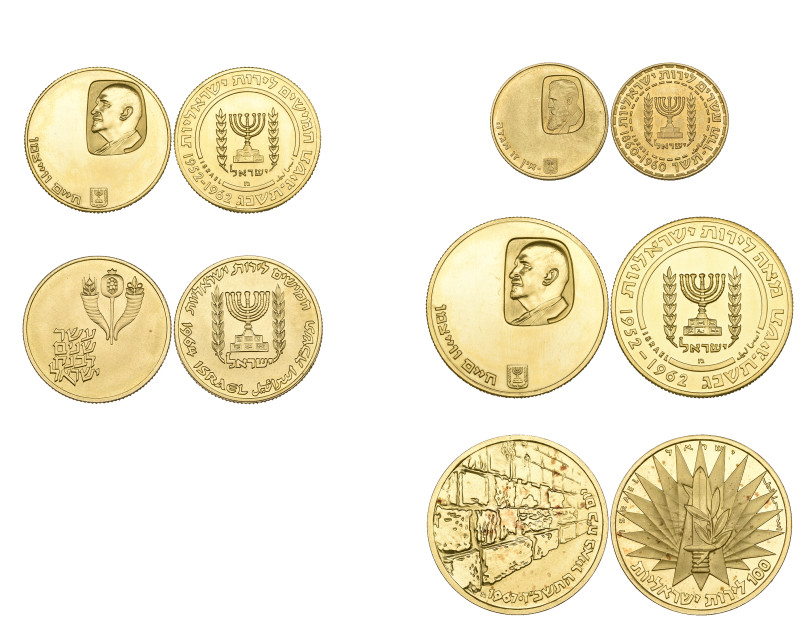 g Israel, commemorative gold coins (5), comprising: 20 lirot, for Dr. Theodor He...