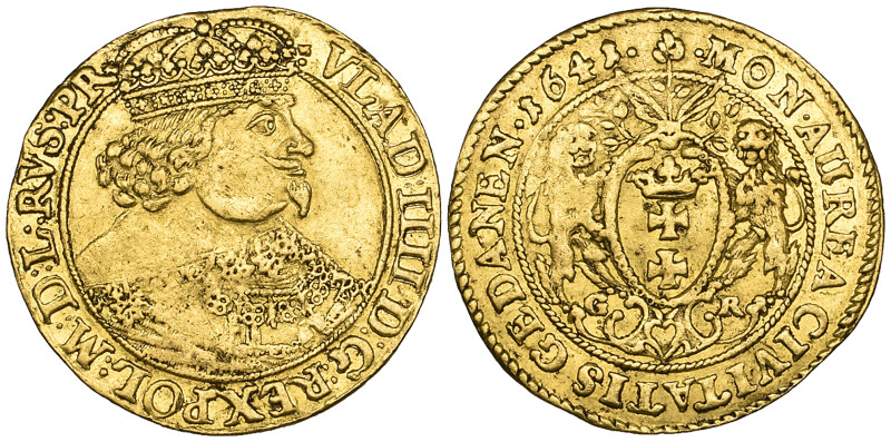‡ Poland, Danzig, Ladislaus IV (1632-48), ducat, 1641, crowned City arms with li...