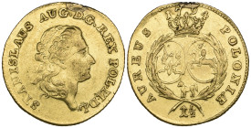 Poland, Stanislaus Augustus (1764-95), 1½ ducats, 1794, 6.10g (F. 99), traces of solder from past mounting, otherwise generally good fine, rare

Est...