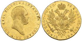 Poland, Alexander I of Russia, 25 zlotych, 1818, 4.90g (F. 106), surface scratch at 3 o’clock on obverse apparently associated with a die flaw (?), ot...