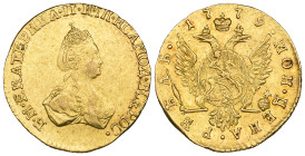 Russia, Catherine II, gold rouble, 1779, 1.22g (Diakov 388; F. 135), good very fine

Estimate: 600 - 800