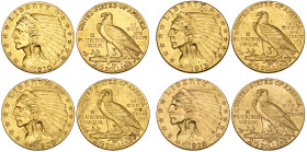 g U.S.A., 2½ dollars (4), 1909, 1910, 1913, 1928, good very fine to extremely fine

Estimate: 700 - 800