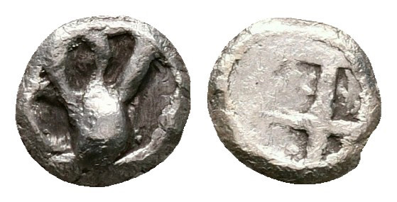 Asia Minor. Uncertain mint circa 500-450 BC. 
Tetartemorion AR

5 mm, 0,14 g...