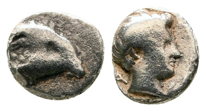 Caria. Kasolaba circa 450-400 BC. 
Hemiobol AR

7 mm, 0,31 g



very fine