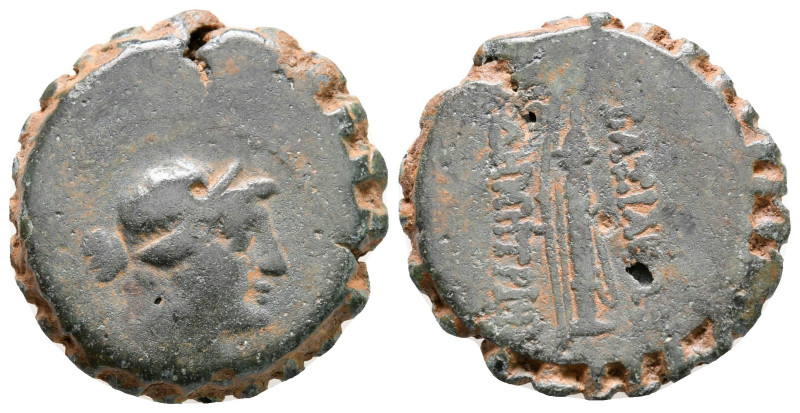 Seleukid Kingdom. Demetrios I Soter 162-150 BC. 
Serrate Æ

21 mm, 6,30 g

...