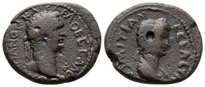 Thessaly. Koinon of Thessaly. Domitian with Domitia AD 81-96. 
Bronze Æ

21 m...