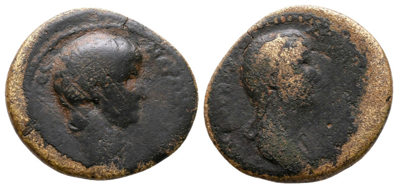 Lydia. Thyateira. Nero with Agrippina Junior AD 54-68. 
Bronze Æ

19 mm, 3,23...