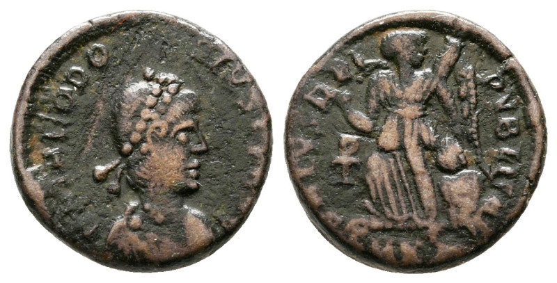 Theodosius I AD 379-395. Cyzicus
Follis Æ

13 mm, 1,45 g



very fine