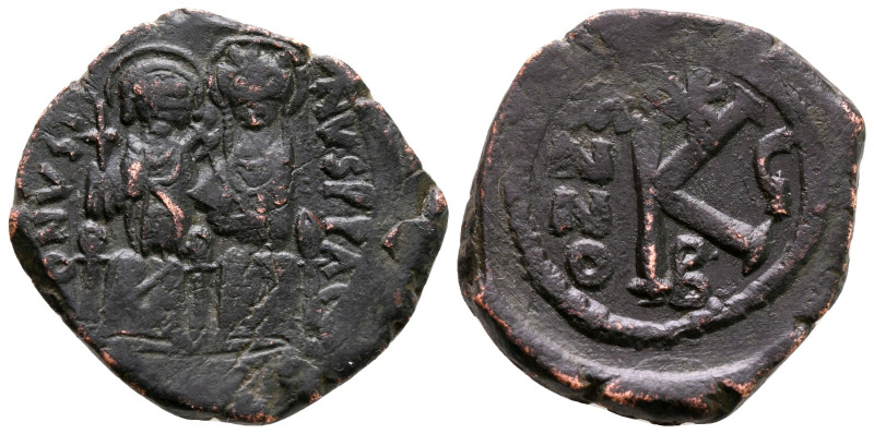 Justin II and Sophia AD 565-578. Constantinople
Half Follis or 20 Nummi Æ

25...