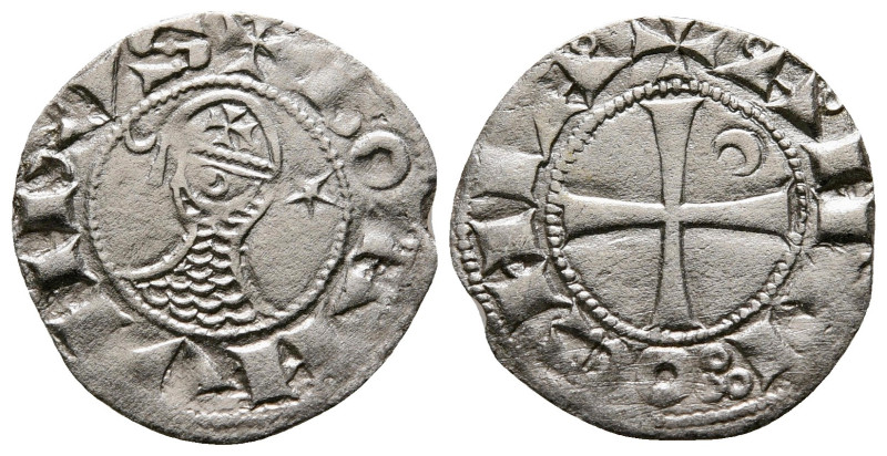 Principality of Antioch. Antioch. Bohemond III AD 1163-1201. 
Denier AR

18 m...