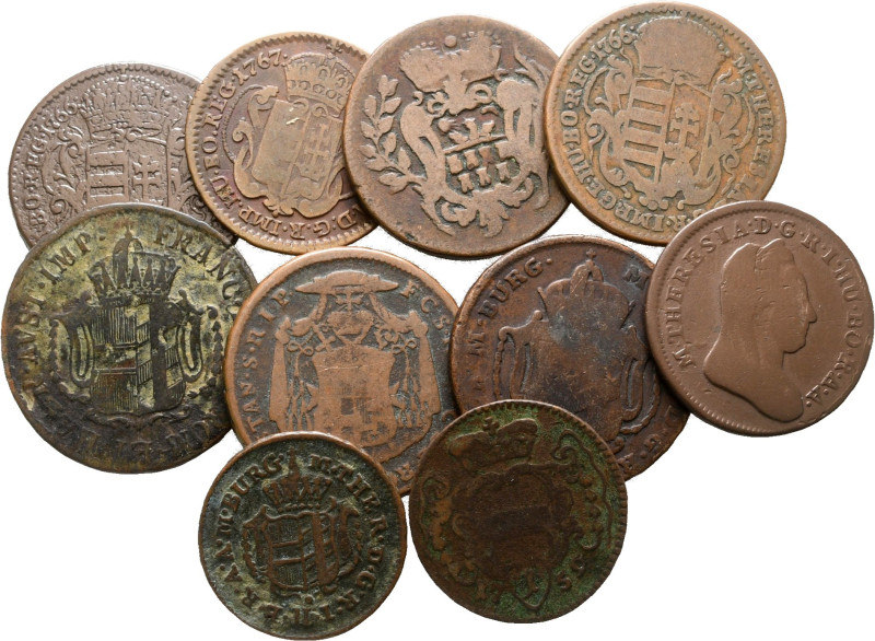 Holy Roman Empire, lot of 10 coins (copper), XVIII Century / SOLD AS SEEN, NO RE...