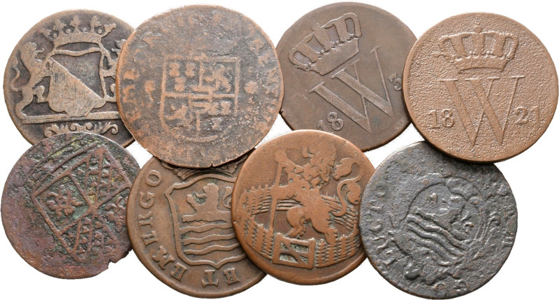 Netherlands, lot of 8 coins (copper), XVII-XIX Century / SOLD AS SEEN, NO RETURN...