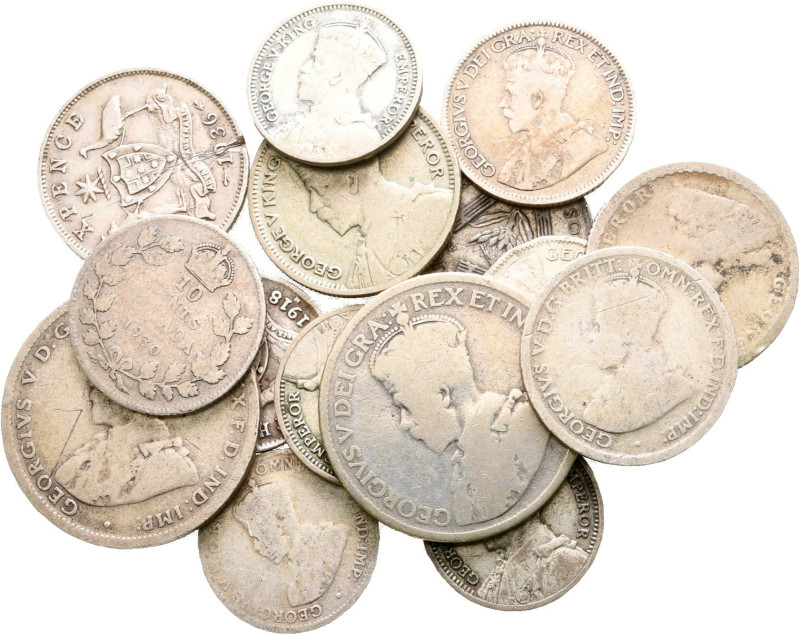 Australia, New Zeeland, India, Canada, South Africa, George V, lot of 14 silver ...