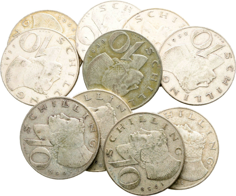 Austria, lot of 10 silver coins (74 grams) / SOLD AS SEEN, NO RETURN!

very fi...