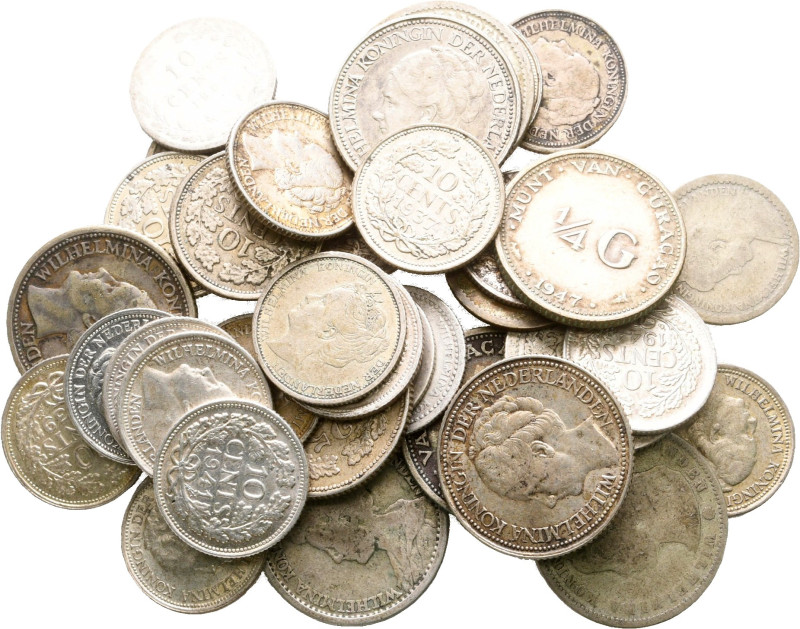 Netherlands, lot of 36 silver coins (75grams), XX Century / SOLD AS SEEN, NO RET...