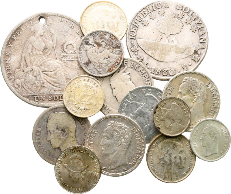 Latin America, lot of 14 silver coins (77grams) / SOLD AS SEEN, NO RETURN!

ve...