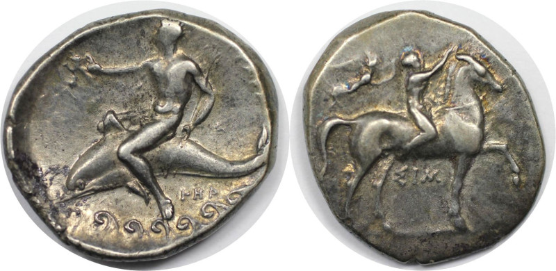 Griechische Münzen, KALABRIEN. Tarent. Stater ca. 330-325 v. Chr. Magistrat Sim....