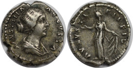 Römische Münzen, MÜNZEN DER RÖMISCHEN KAISERZEIT. Faustina II. (147-176 n. Chr). Denar 145-161 n. Chr. Rom. Silber. 3,63 g. 18,5 mm. Vs.: FAVSTINA AVG...