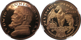 Deutsche Münzen und Medaillen ab 1871, REICHSSILBERMÜNZEN, Bayern. Ludwig III. (1913-1918). Kupfer Proof 5 Mark 1913. Sch-53 / G1. NGC PF 65 RD