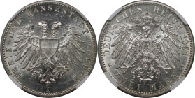 Deutsche Münzen und Medaillen ab 1871, REICHSSILBERMÜNZEN, Lübeck. 2 Mark 1901 A. Silber. Jaeger 80. NGC MS 63