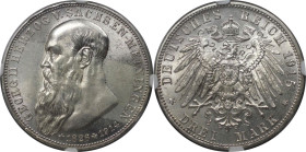 Deutsche Münzen und Medaillen ab 1871, REICHSSILBERMÜNZEN, Sachsen-Meiningen. Georg II. (1866-1914). 3 Mark 1915, auf sein Tod. Silber. Jaeger 155. NG...