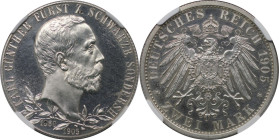 Deutsche Münzen und Medaillen ab 1871, REICHSSILBERMÜNZEN, Schwarzburg-Sonderhausen. Karl Günther (1880-1909). 2 Mark 1905. Zum 25jährigen Regierungsj...