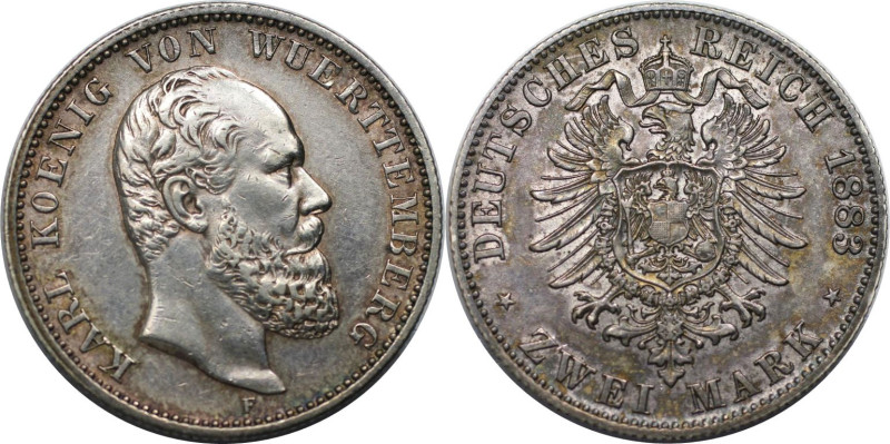 Deutsche Münzen und Medaillen ab 1871, REICHSSILBERMÜNZEN, Württemberg. Karl (18...
