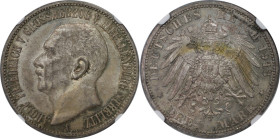 Deutsche Münzen und Medaillen ab 1871, REICHSSILBERMÜNZEN, Mecklenburg-Strelitz. Adolf Friedrich V. (1904-1914). 3 Mark 1913 A. Silber. Jaeger 92. NGC...