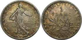 Europäische Münzen und Medaillen, Frankreich / France. Dritte Republik (1870-1940). 1 Franc 1898. Silber. KM 844.1. Sehr schön-vorzüglich. Patina