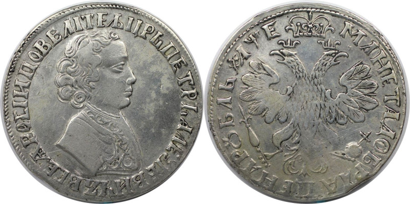 Russische Münzen und Medaillen, Peter I. (1699-1725). 1 Rubel 1705. Silber. 27,3...