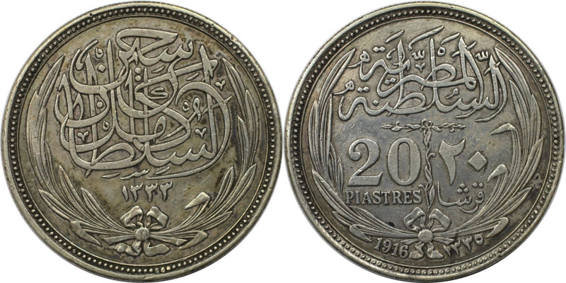 Weltmünzen und Medaillen, Ägypten / Egypt. Hussein Kamil (1914-1917). 20 Piastre...