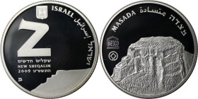 Weltmünzen und Medaillen, Israel. Masada - Weltkulturerbe. 2 New Sheqalim 2009. 28,80 g. 0.925 Silber. 0.86 OZ. KM 454. PCGS PR69DCAM Auflage nur 1037...