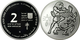 Weltmünzen und Medaillen, Israel. Samson und der Löwe. 2 New Sheqalim 2009. 28,80 g. 0.925 Silber. 0.86 OZ. KM 464. PCGS PR69DCAM Auflage nur 2800 Stü...