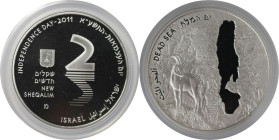 Weltmünzen und Medaillen, Israel. 63. Jahrestag - Totes Meer (tiefster Punkte der Erde). 2 New Sheqalim 2011. 28,80 g. 0.925 Silber. 0.86 OZ. KM 482. ...