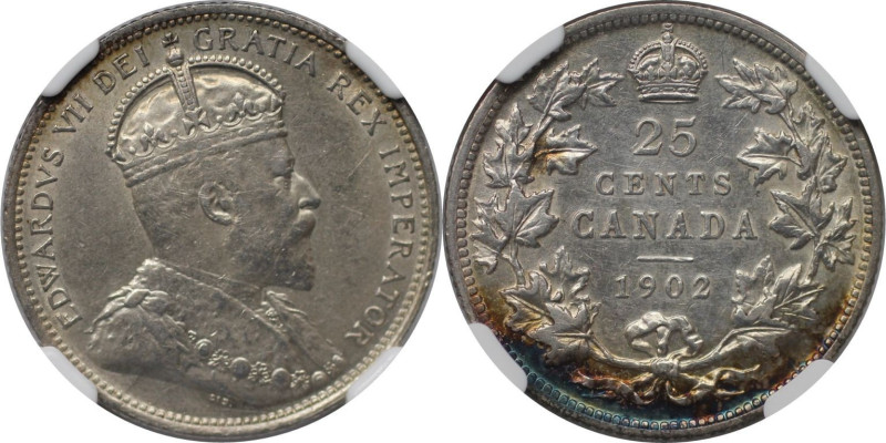 Weltmünzen und Medaillen, Kanada / Canada. Edward VII. (1901-1910). 25 Cents 190...